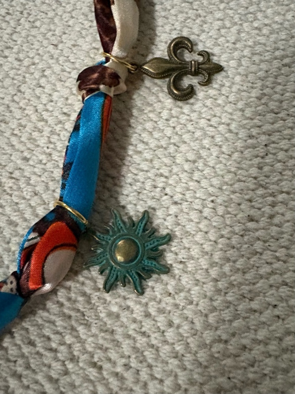 Cactus Cutie- Handmade Boho Silk twilly scarf charm necklace - Picture 5 of 8